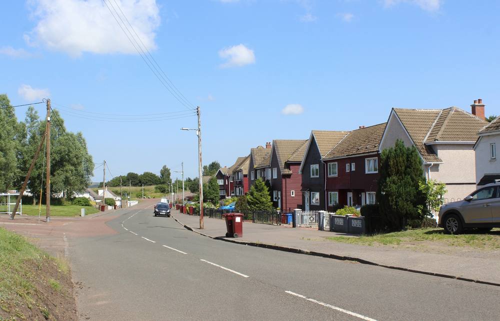 The bus terminus on the left and Timbertown on the right